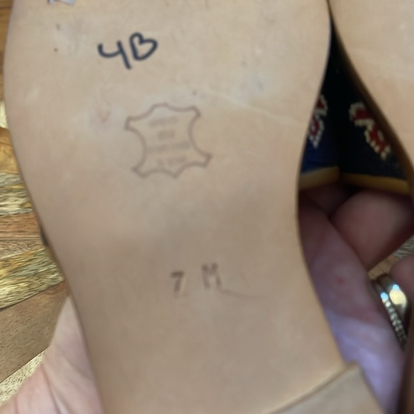 Zalo Needlepoint Anchor leather slide sandals size 7 - Picture 7 of 8